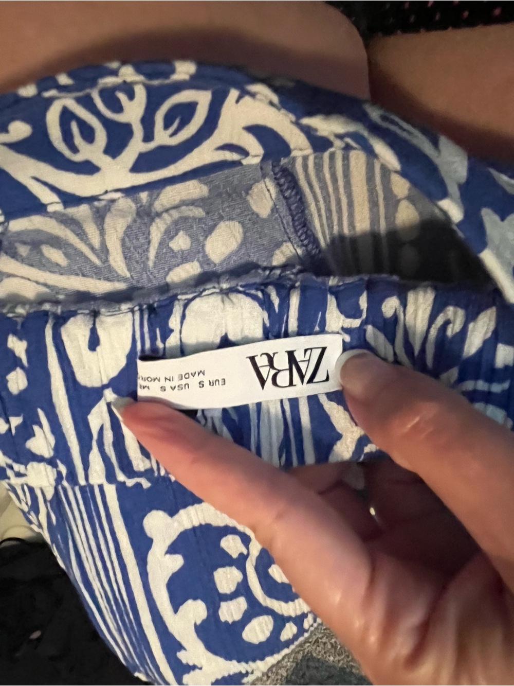 Zara Blue and White Wide-Leg Pants - Picture 3 of 3